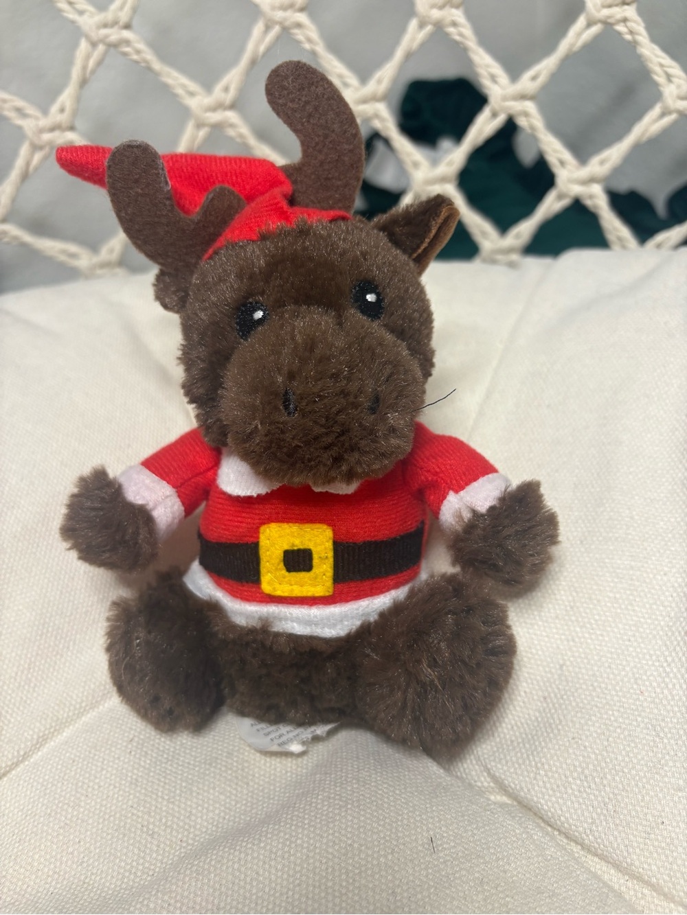 Christmas Reindeer Plush Santa Outfit Brown Stuffed Animal Holiday Decor